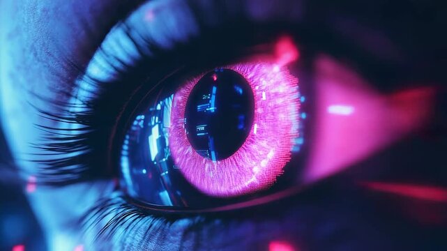 Futuristic bionic eye scanning data with digital interface