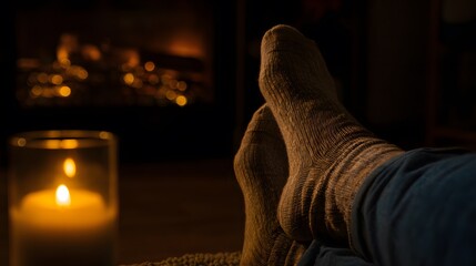 Winter Scene - Wool Socks by Candlelight