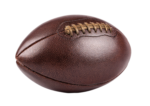 Close-up of a vintage brown leather American football. Stitching is visible - Powered by Adobe
