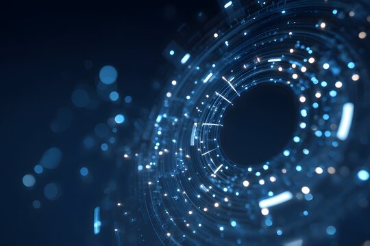 A futuristic background with digital lines and circles, representing the theme of data visualization in technology and science