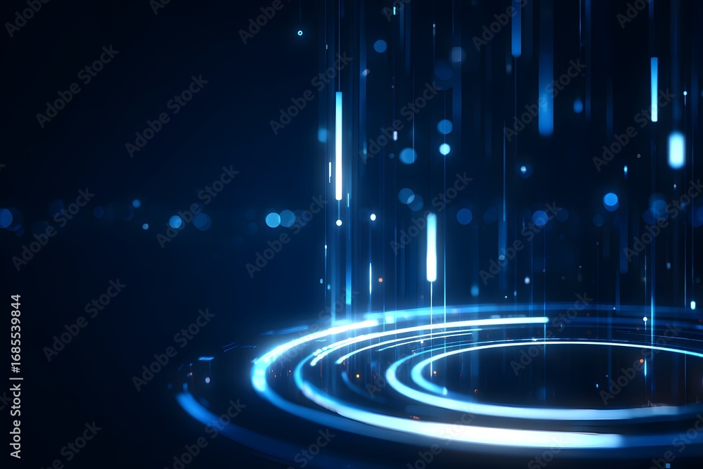 Poster a futuristic background with digital lines and circles, representing the theme of data visualization