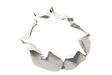 Torn paper circle, irregular edges,  white on black