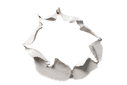 Torn paper circle, irregular edges,  white on black