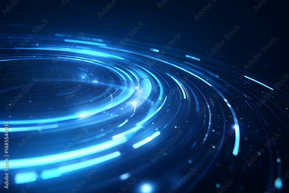 Poster a futuristic background with digital lines and circles, representing the theme of data visualization