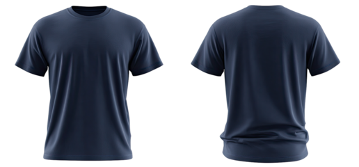Front and back view of a navy blue t-shirt (1)