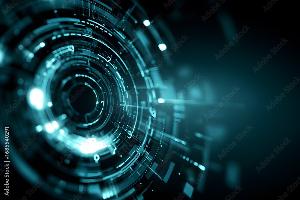 Poster a futuristic background with digital lines and circles, representing the theme of data visualization