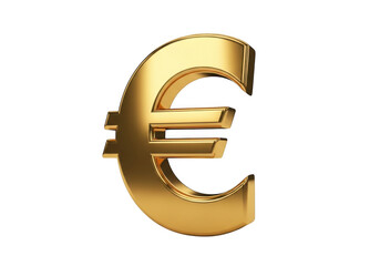 Fototapeta premium Shiny golden euro currency symbol isolated on a transparent background isolated on transparent background