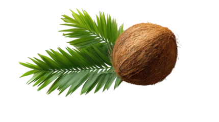 Close-up of coconut with palm leaves