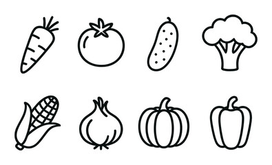 Outlined vegetable icons on green background