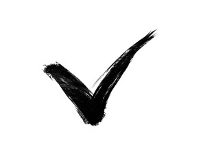 Hand-drawn, textured, black checkmark