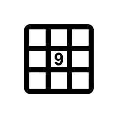 A square grid with 9 smaller squares.  A single, prominent number 9