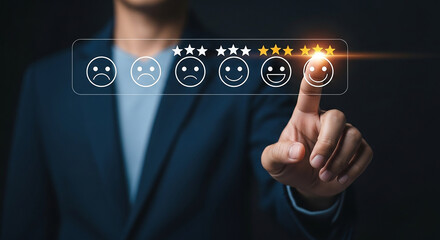 Customer Experience Feedback Rating Satisfaction with Stars Smiles and Evaluation of Service Quality for Online