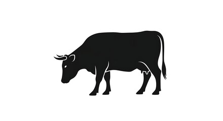 Fototapeta premium Black silhouette of a bull, a wild mammal symbol, isolated on white as a vector illustration
