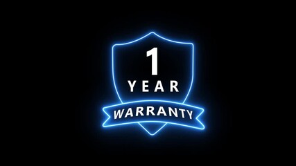1year Warranty - Stamp, Imprint, Seal Template. Round Rubber Stamp with Text Animation. 1year warranty concept on the transparent background. Motion graphics of warranty idea. 4k animated video.