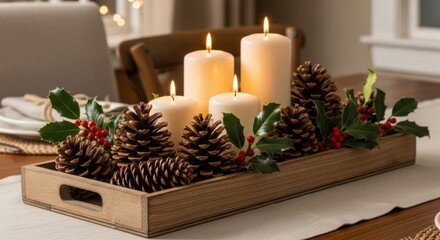 Rustic Natural Pinecone Candle Centerpiece for Holiday Tables