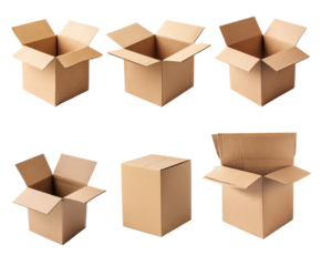 Several open cardboard boxes in various orientations