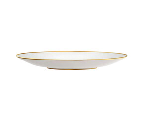 Oval white porcelain serving dish with gold rim