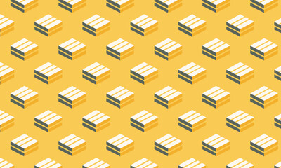 Seamless Isometric Cube Pattern in Yellow and Grey. Geometric 3D Block Background