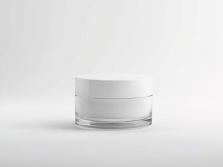 Cosmetic Glass Jar Mockup with Blank Label on White Background