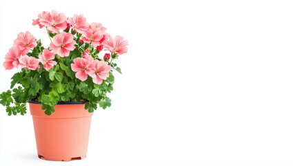 Beautiful pink flowers in terracotta pot, showcasing vibrant petals and lush green leaves, perfect for home decor or gardening enthusiasts