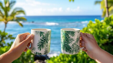Tropical Coffee Moments by the Ocean Shore