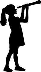 illustration silhouette girl with telescope