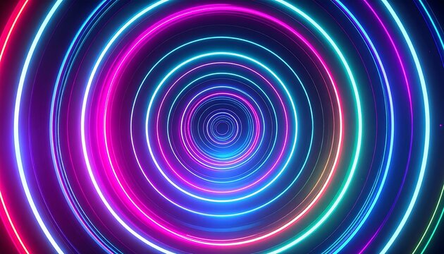 Concentric neon rings in a tunnel effect