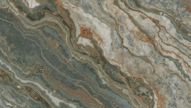 Colorful Marble with Teal and Rust Veins