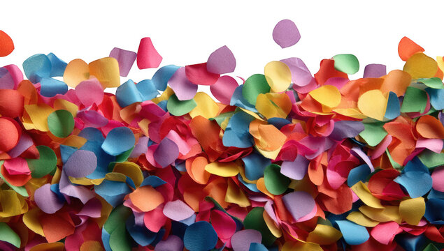 Colorful confetti border against black