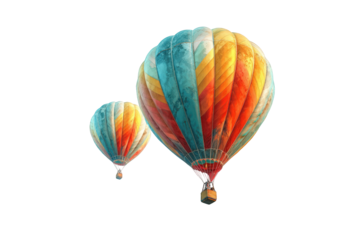 Two colorful hot air balloons against a black background (1)