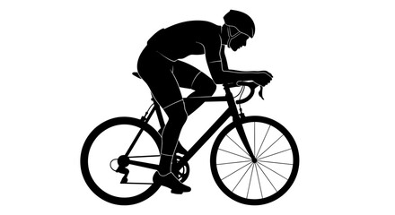 Fototapeta premium Silhouette of a cyclist riding a road bicycle.