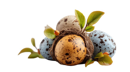 Colorful eggs in a nest, spring theme