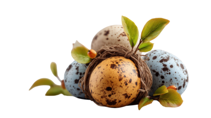 Colorful eggs in a nest, spring theme