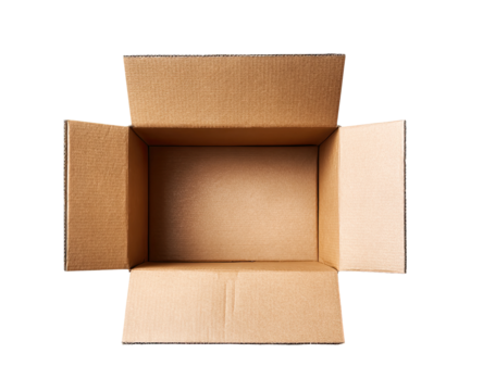 Open cardboard box, top view
