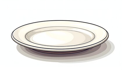 Empty White Plate with Shadow Illustration