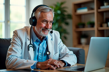 Doctor Conducting Telehealth Consultation at Home