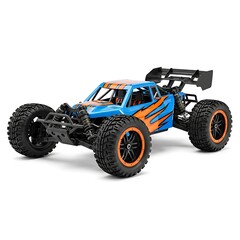 Blue and orange rc car isolated on white background for offroad adventures