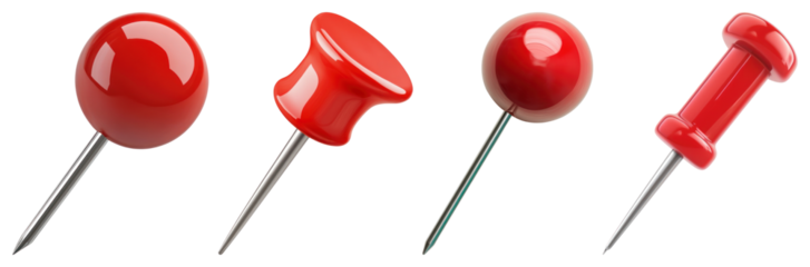 PNG Red push pins variety collection, element set on transparent background