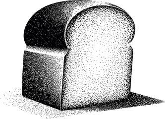 Grayscale illustration of a stylized bread loaf on a shadowed surface. Vector illustration