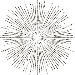Obraz premium Abstract halftone burst pattern with black dots on white background. Vector illustration