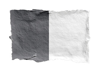 Obraz premium Torn paper, grayscale, half-and-half