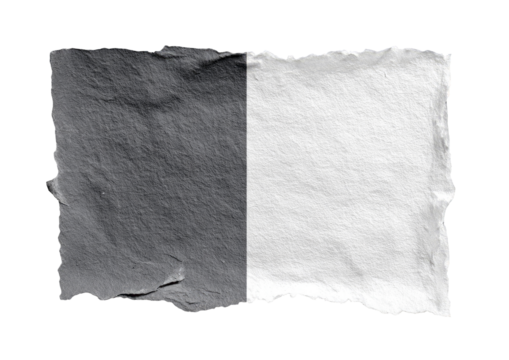 Torn paper, grayscale, half-and-half