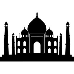 Taj Mahal Vector Icon, India Landmark Silhouette, Minimalist Taj Mahal Illustration, Famous Taj Mahal Digital Art
