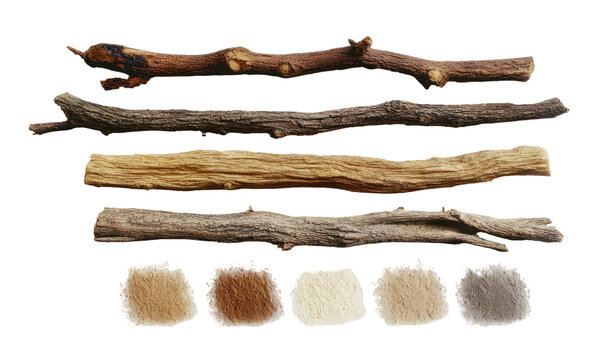 Stacked branches, various shades of brown.  Color swatches beneath