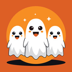 Cute vector halloween  illustration of Easter chicks and eggs in a fun design