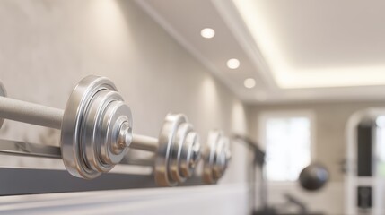 Sleek workout environment with weight equipment and ambient light, suitable for personal training ads, sports nutrition content, or active lifestyle visuals.