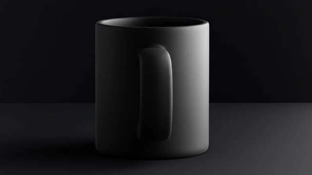 Matte black mug sits against a solid, complementary backdrop.
