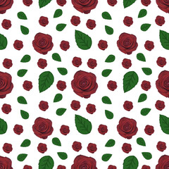 Elegant Red Roses seemless Pattern Background