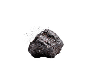 Fototapeta premium Dark, metallic rock fragment in flight