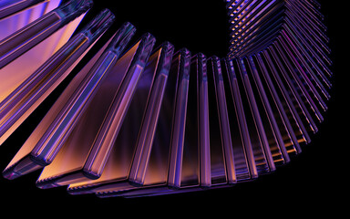 Fototapeta na wymiar Circle made of square glass shapes. 3d rendering.